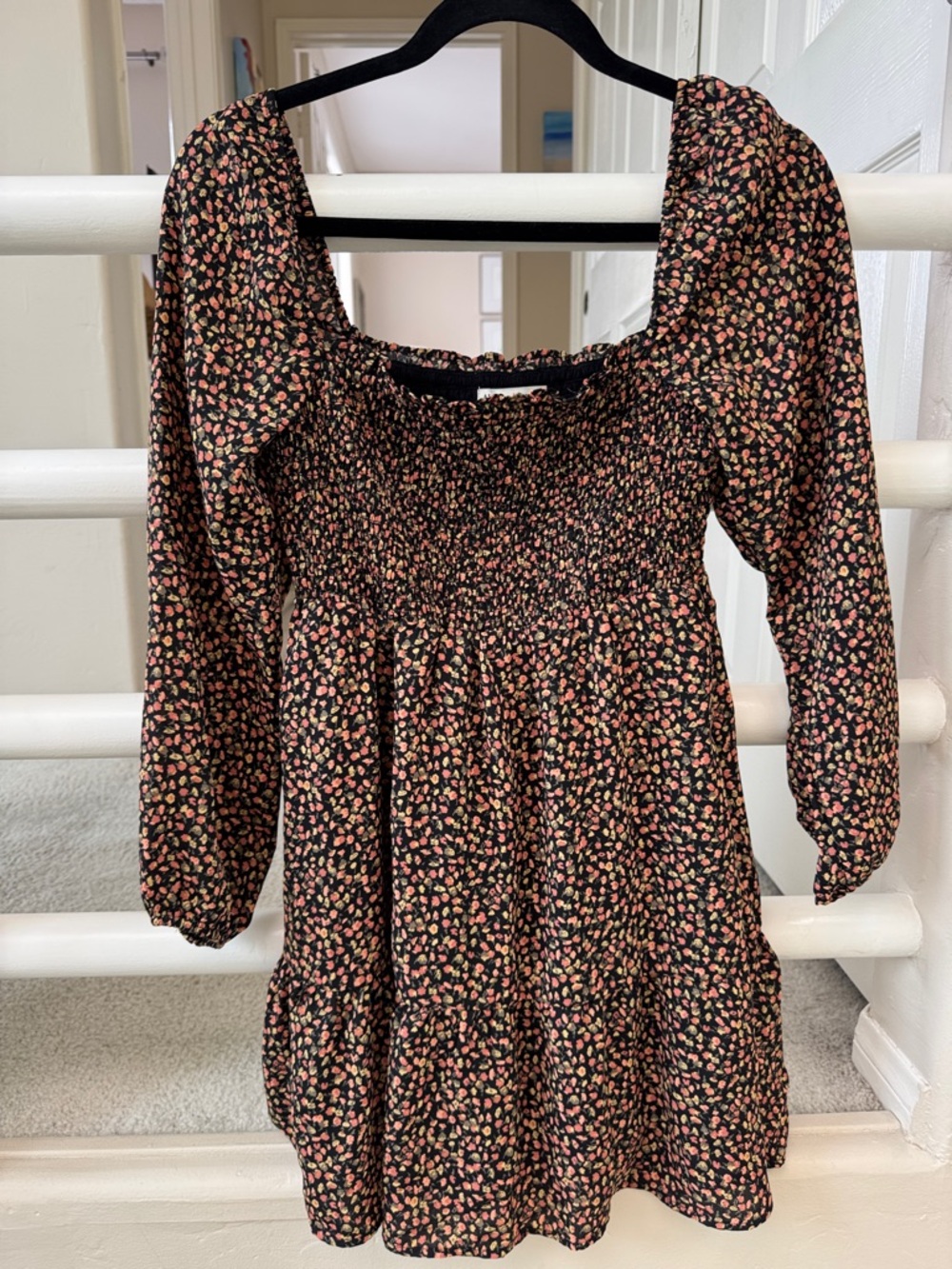 Abercrombie & Fitch Black Mini Dress with Pink & Green Floral Print